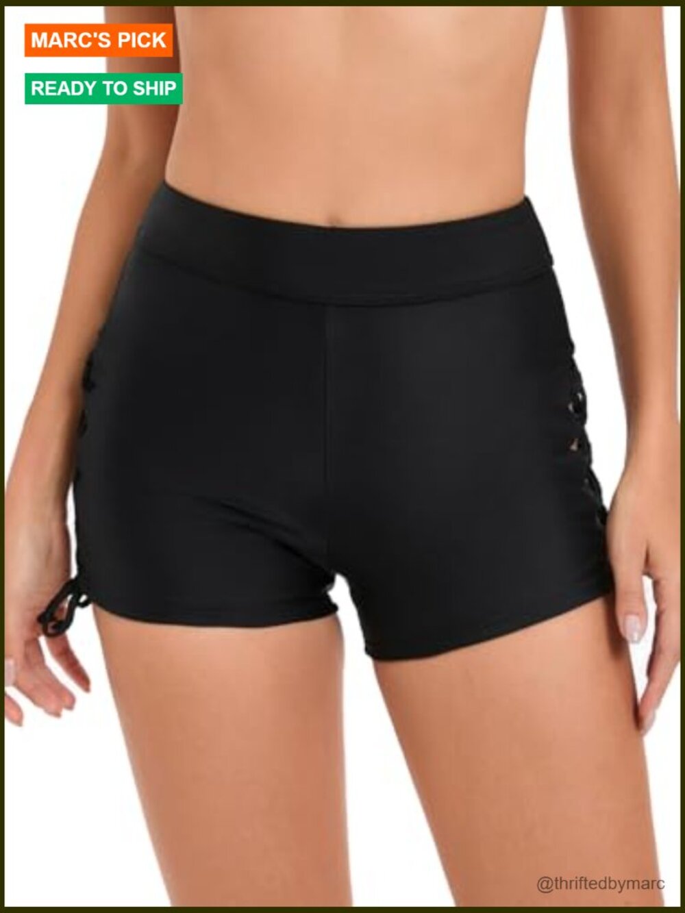 High Waisted Swim Shorts Tie Adjustable Bathing Suit Bottoms Tankini Board - Picture 5 of 7